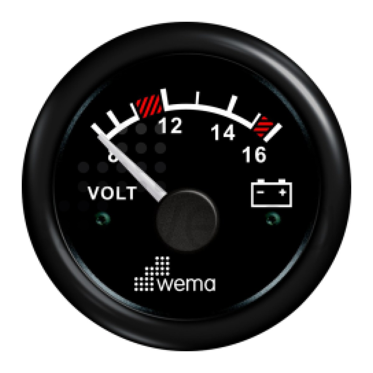 VOLTMETRE ANALOG 12V 52 mm SİYAH/SİYAH