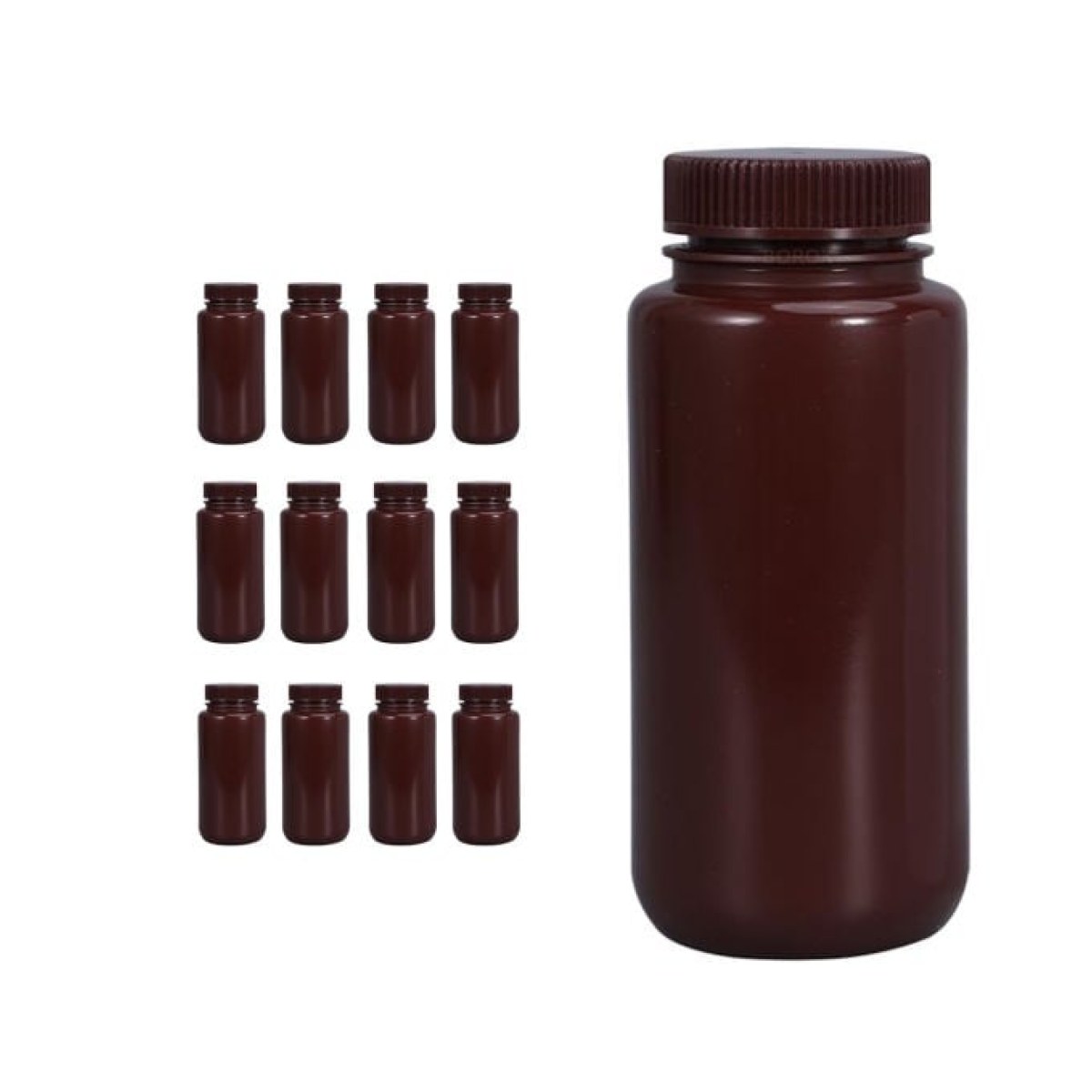 Borox Numune Şişesi 500ml - Vida Kapaklı - HDPE Amber Şişe - Geniş Ağızlı Plastik Şişe - 12 Adet Toptan