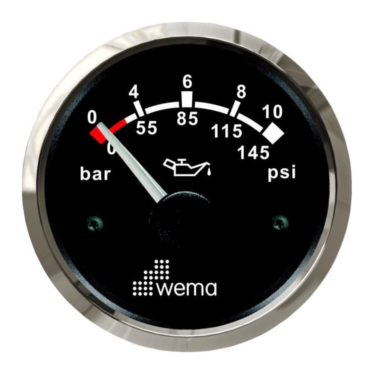 YAĞ BASINÇ GÖSTERGESİ 10 BAR 52 mm KROM/SİYAH
