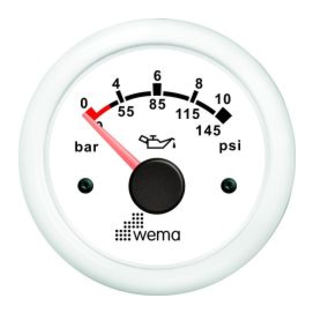 YAĞ BASINÇ GÖSTERGESİ 10 BAR 52 mm BEYAZ/BEYAZ