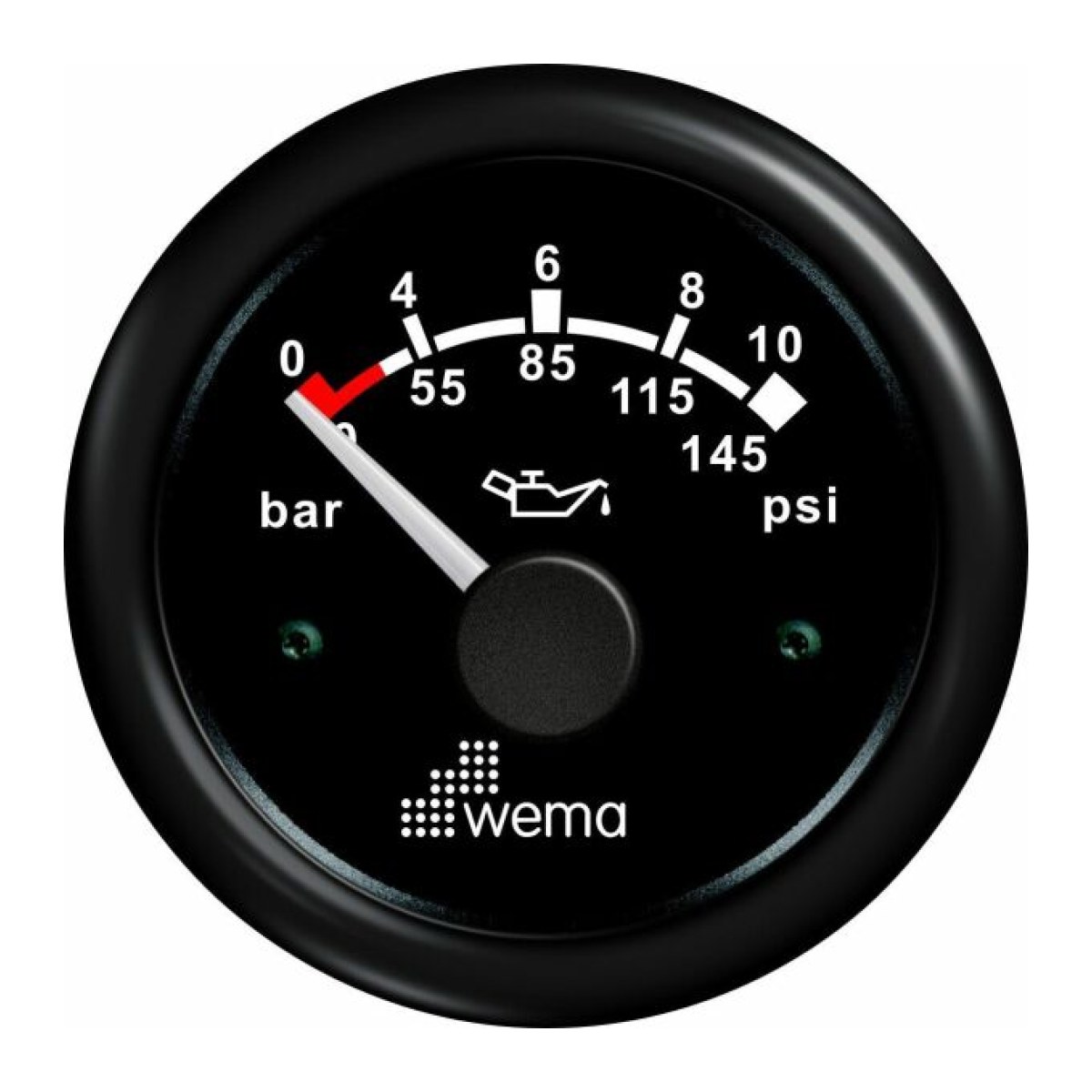 YAĞ BASINÇ GÖSTERGESİ 10 BAR 52 mm SİYAH/SİYAH