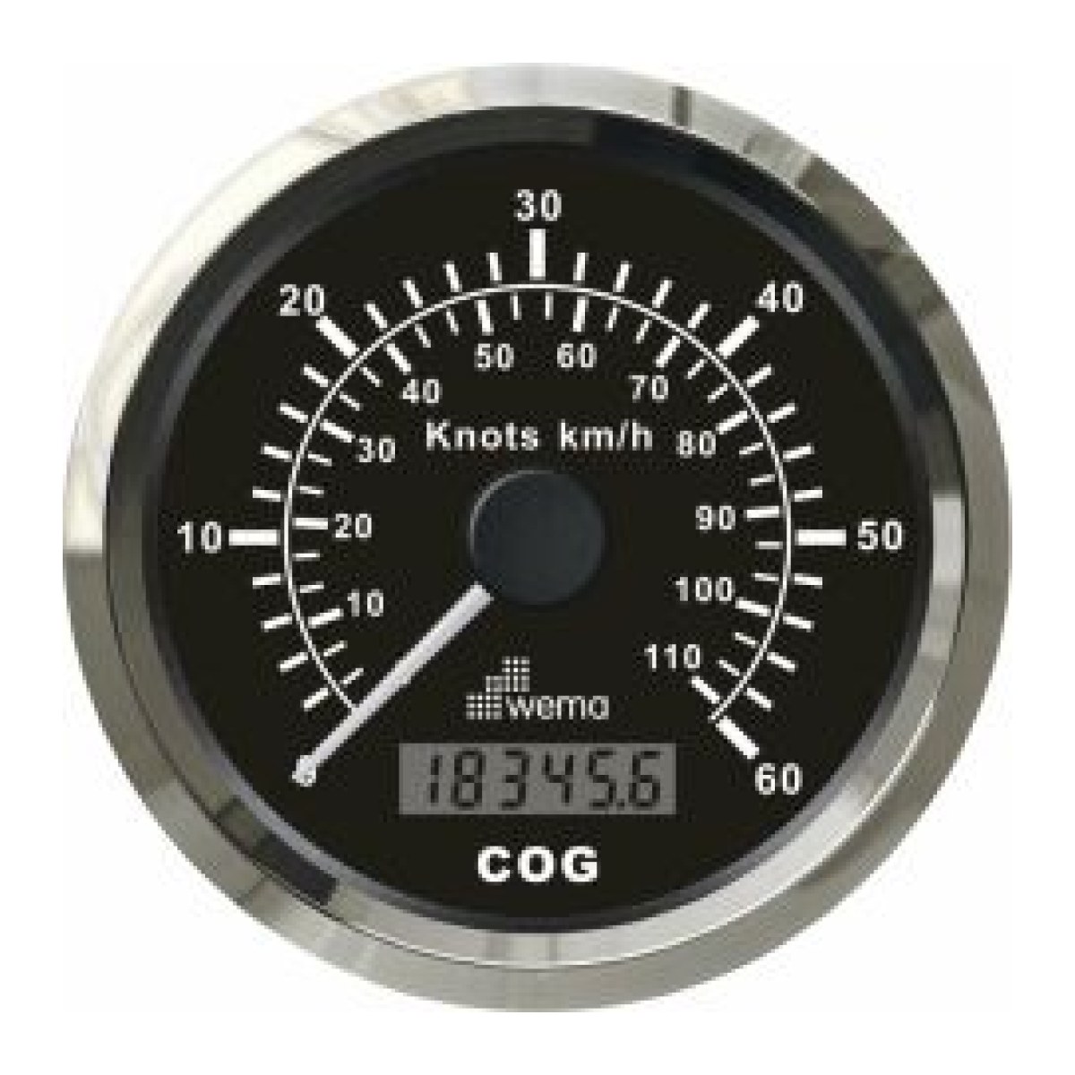 HIZ GÖSTERGESİ GPS BAĞLANTILI 60 KNOTS 85 mm KROM/SİYAH