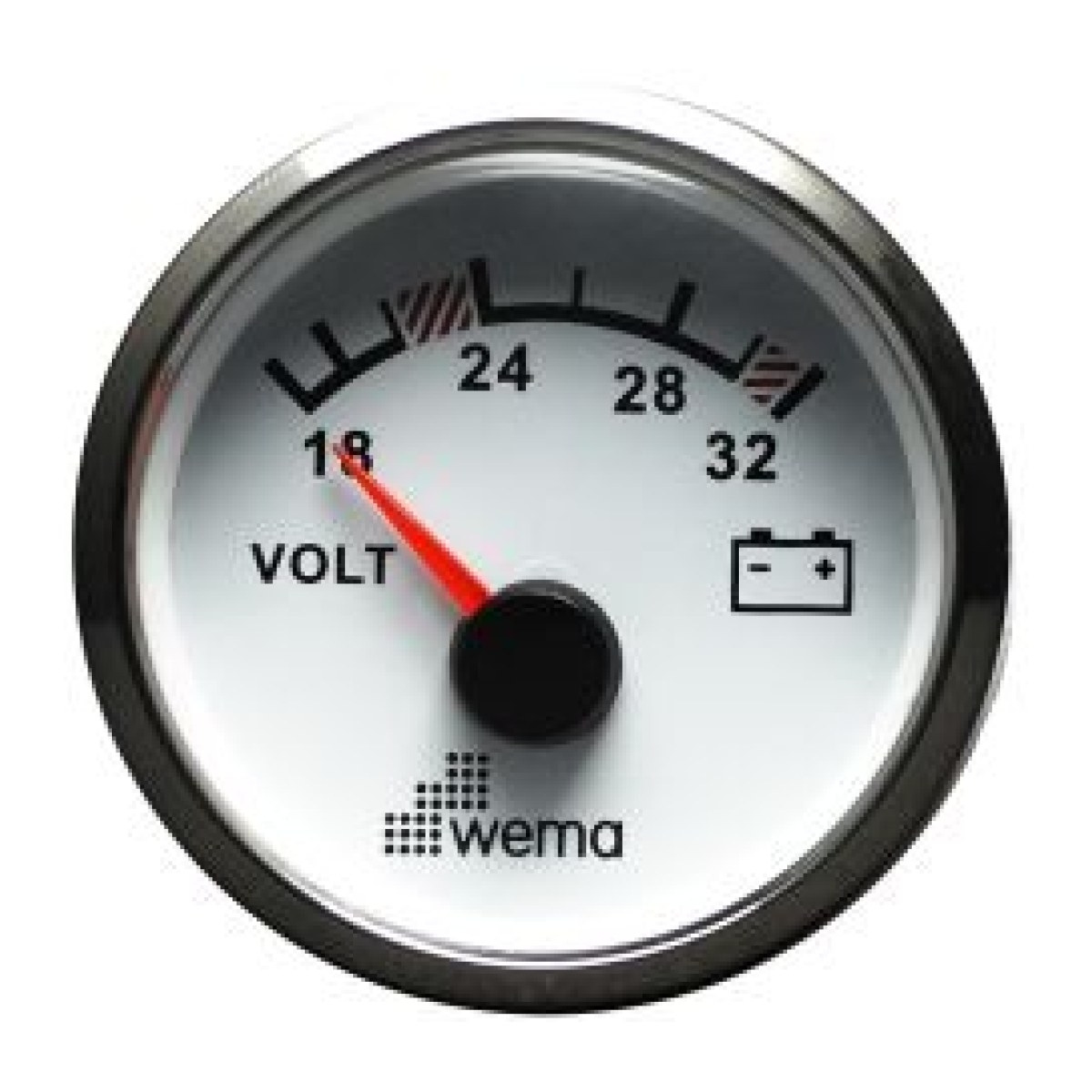 VOLTmetre ANALOG 24V 52 mm KROM/White