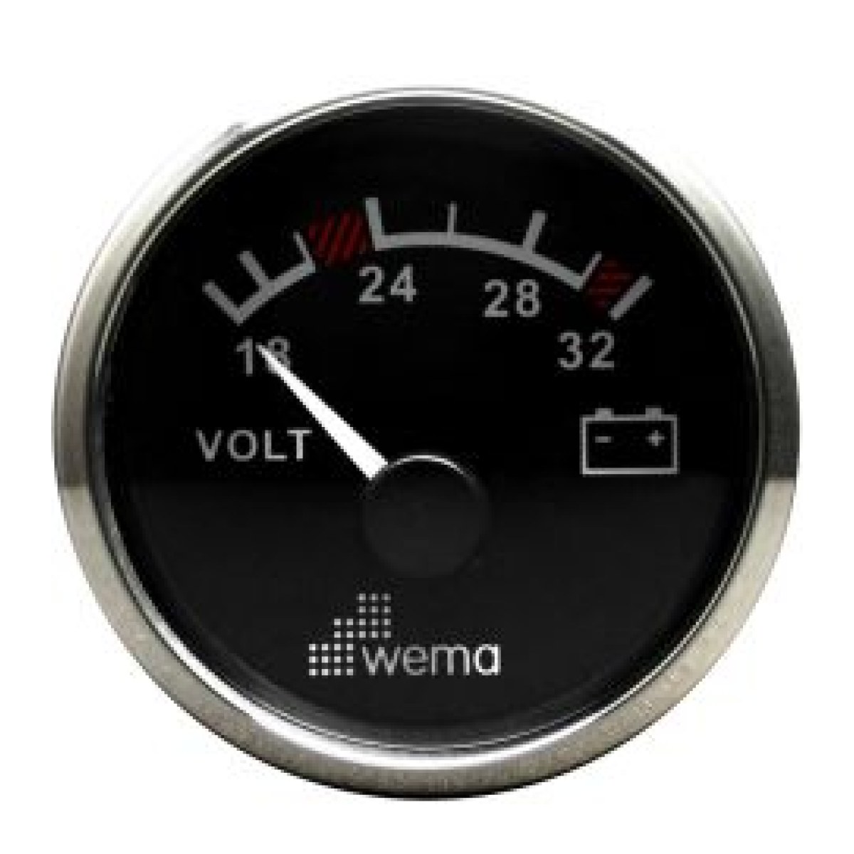 VOLTMETRE ANALOG 24V 52 mm KROM/SİYAH