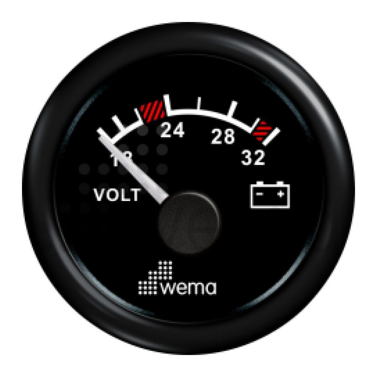VOLTMETRE ANALOG 24V 52 mm SİYAH/SİYAH