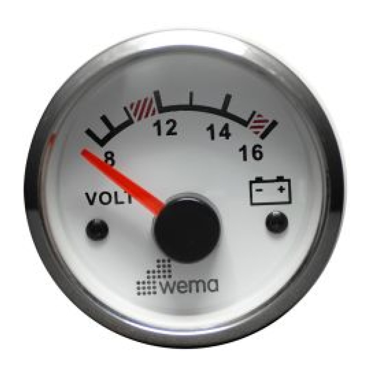 VOLTmetre ANALOG 12V 52 mm KROM/White