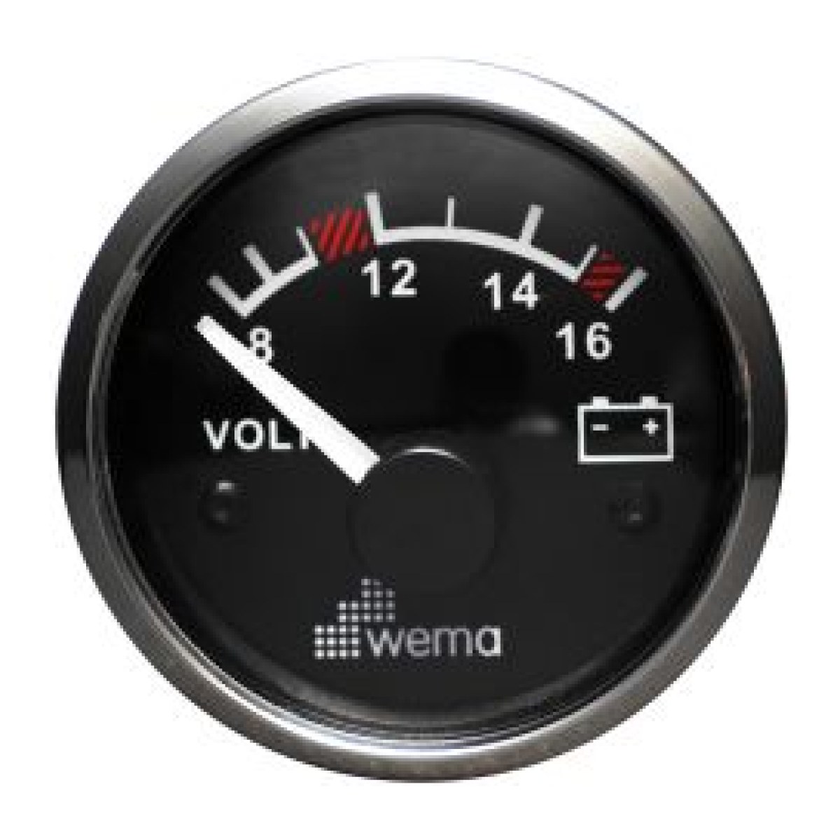 VOLTmetre ANALOG 12V 52 mm KROM/SİYAH