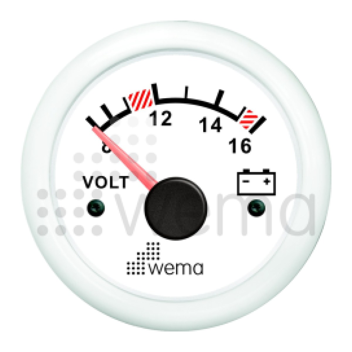 VOLTMETRE ANALOG 12V 52 mm BEYAZ/BEYAZ