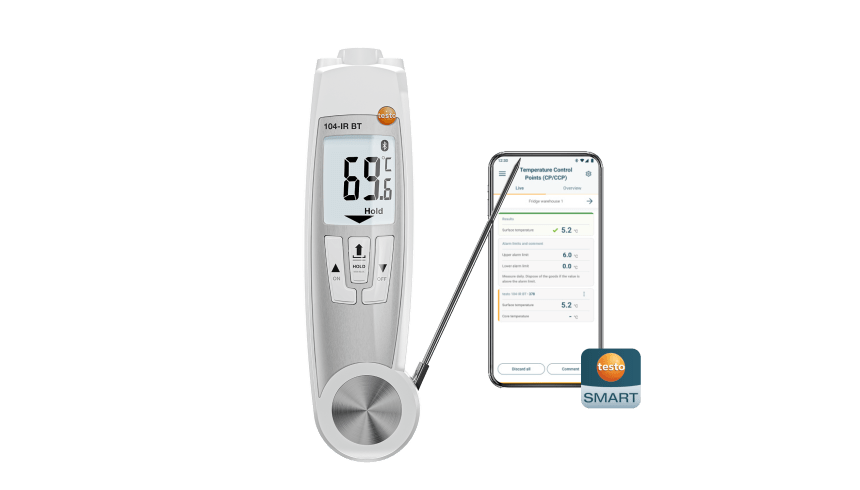testo 104-IR BT - App Connectionlı infrared/batırma termometresi testo Smart App uygulaması aracılığıyla kusursuz