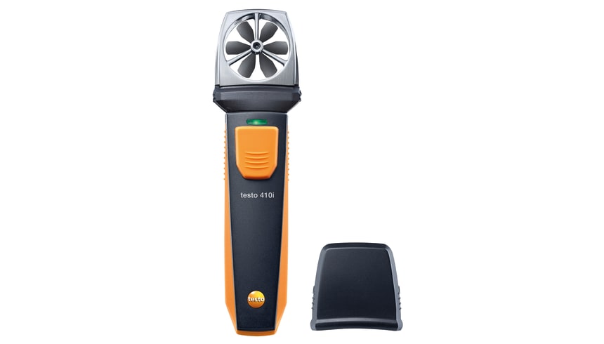 1410 testo 410i - Akıllı telefon ile yönetilebilen pervane anemometre Hava hızı, hacimsel debi ve sıcaklık ölçümü