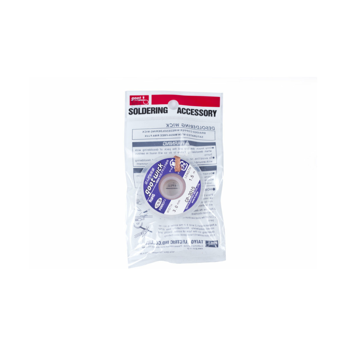 10 pcs Gootwick CP-3015 3.0mm x 1.5mt. Lehim Temizleme Çekme Tel