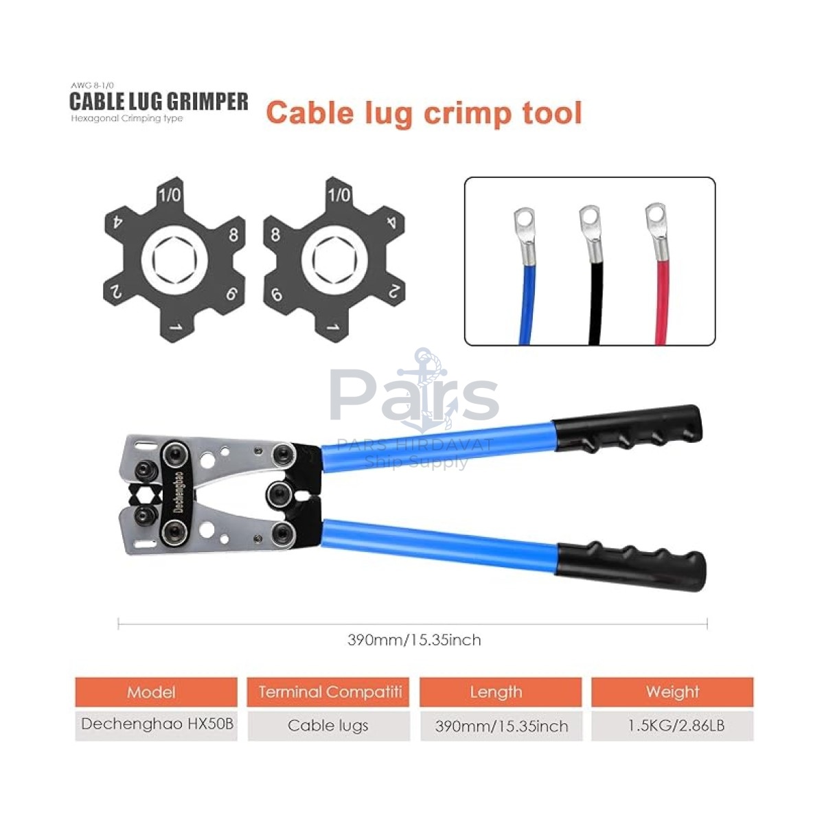 HX-50B AKÜ KABLO SIKMA PliersSİ (6–50 MM², 60 TERMİNAL)