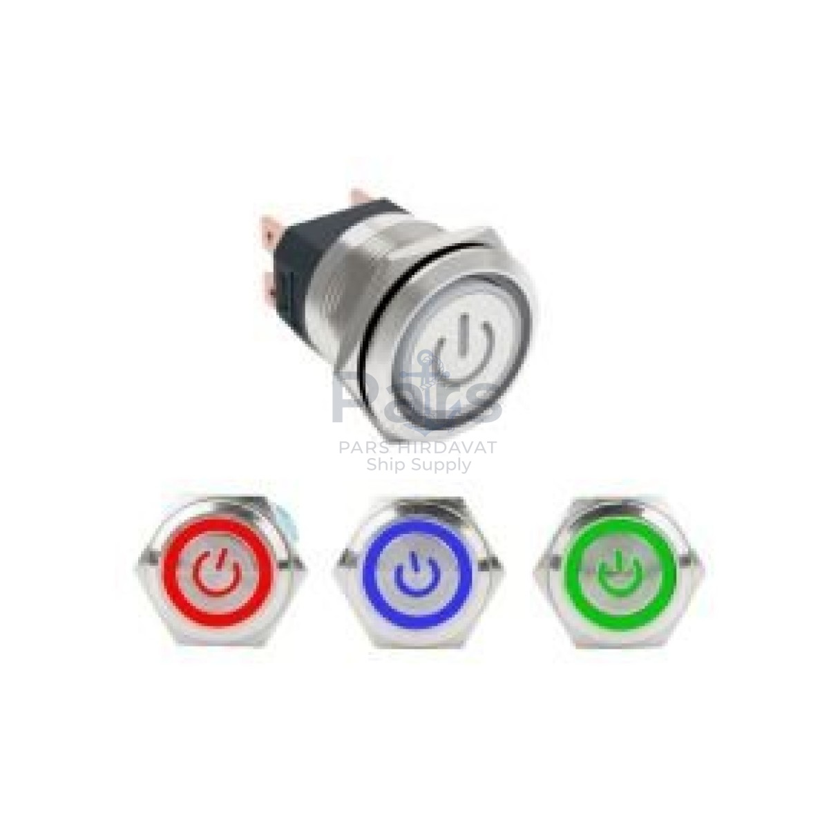 22mm IP67 Power Logolu Üç Renk Ledli Metal Kalıcı Buton