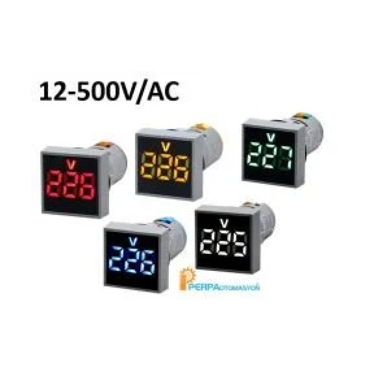 22mm Led Dijital Göstergeli Voltmetre Kare Sinyal Lambası