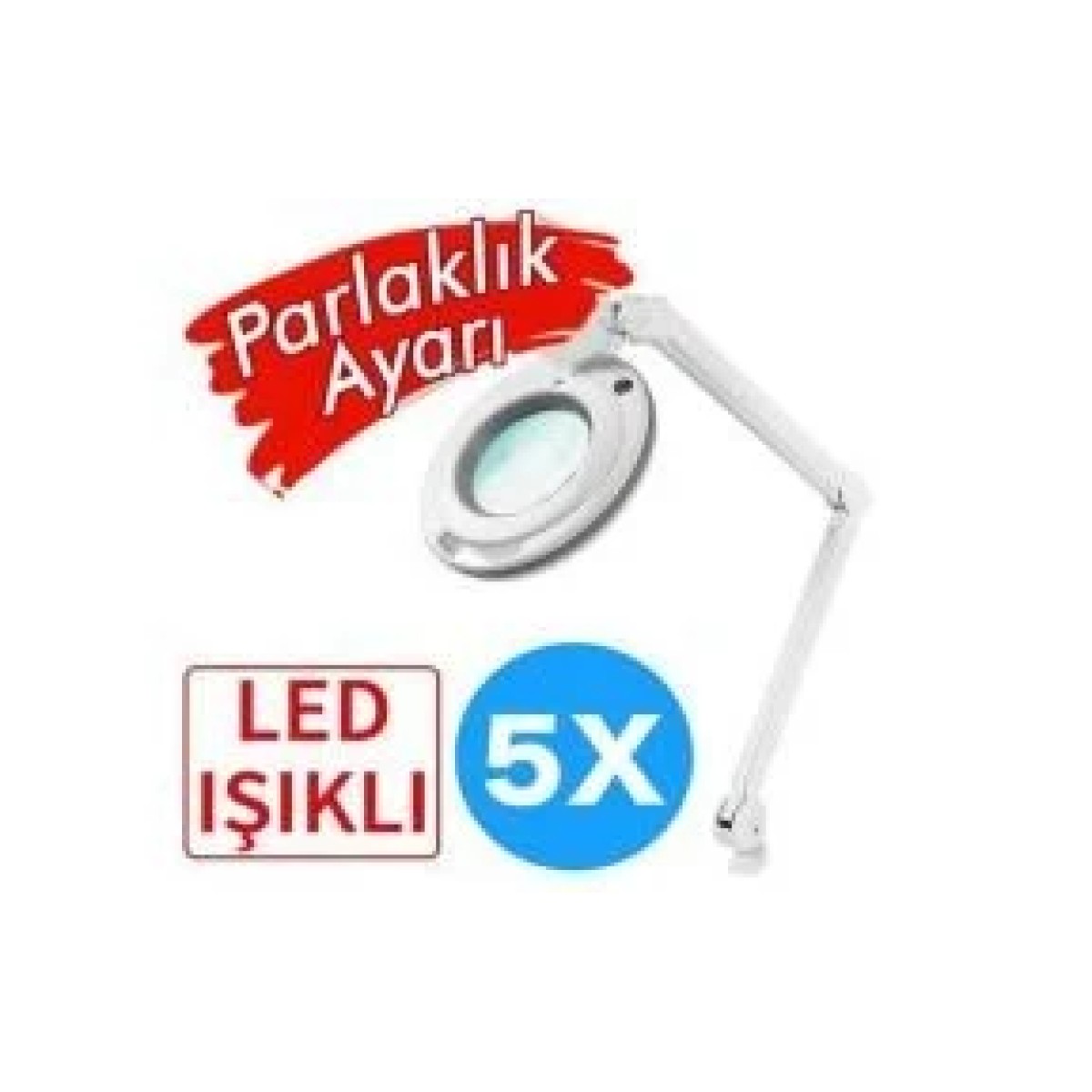 Ayarlanabilir Işık Seviyeli 5X Masaüstü Büyüteç
