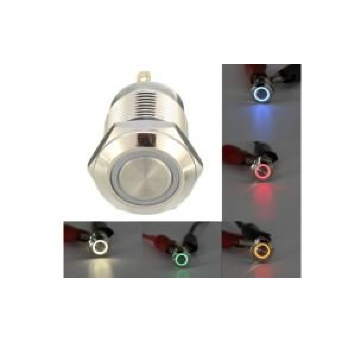 16mm Ledli Yaylı Metal Su Gecirmez Buton 6-24vdc