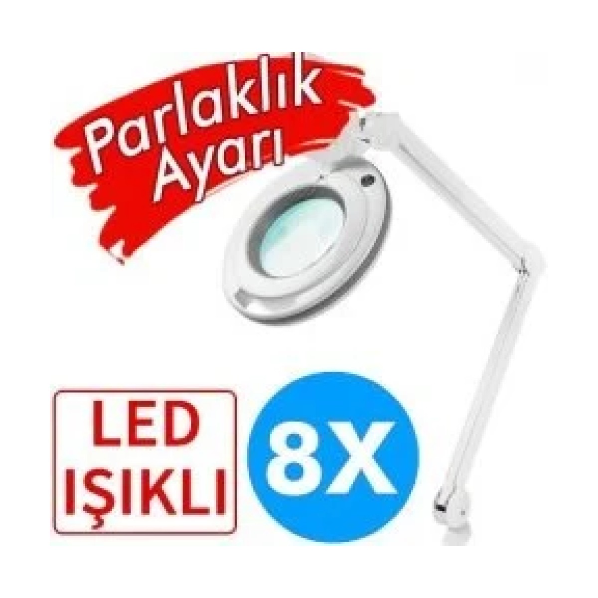 6017-8 Ayarlanabilir Işık Seviyeli 8x Masaüstü Büyüteç