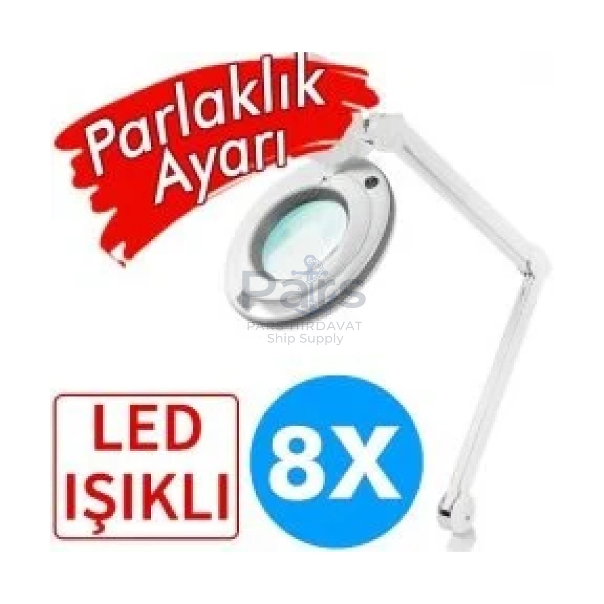 6017-8 Ayarlanabilir Işık Seviyeli 8x Masaüstü Büyüteç