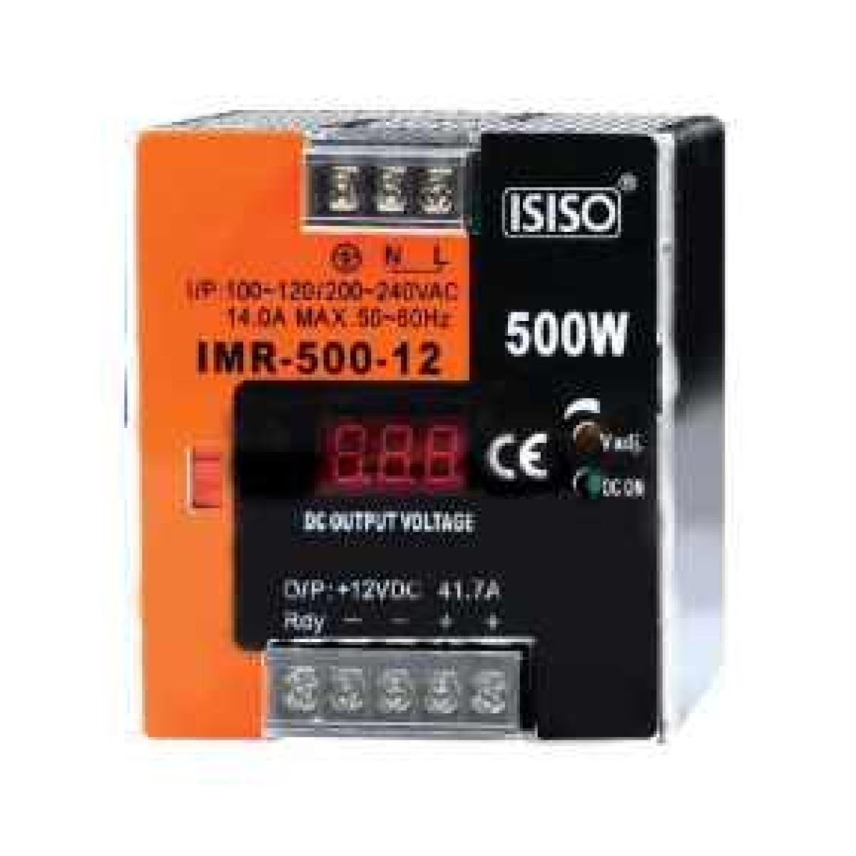 12VDC 37.5A 500W Dijital Göstergeli Ray Tipi Güç Kaynağı