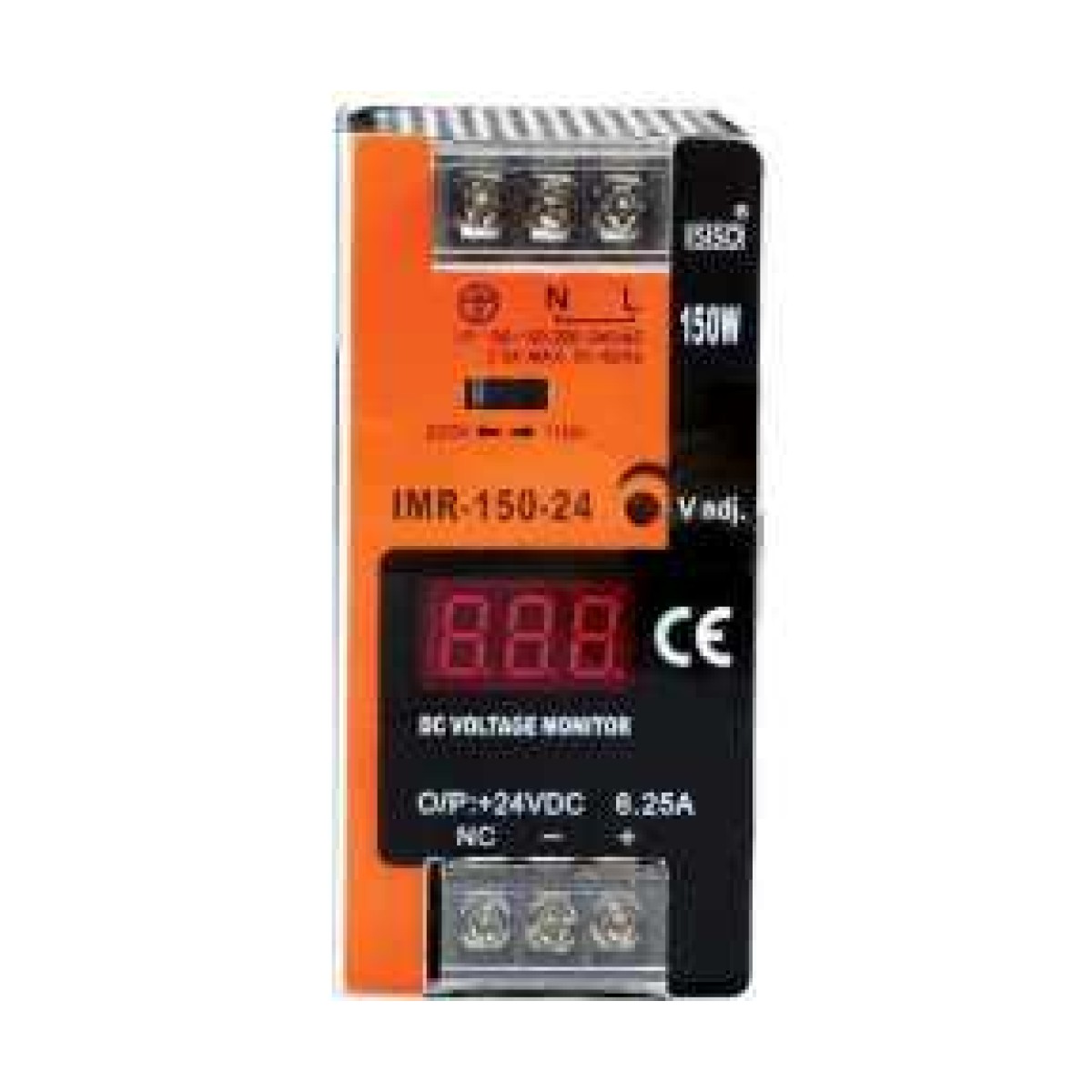 24VDC 6.25A 150W Dijital Göstergeli Ray Tipi Güç Kaynağı