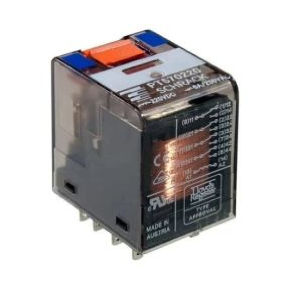 Schrack PT570220 220VDC 4C/O 6A End. Röle Test Butonlu