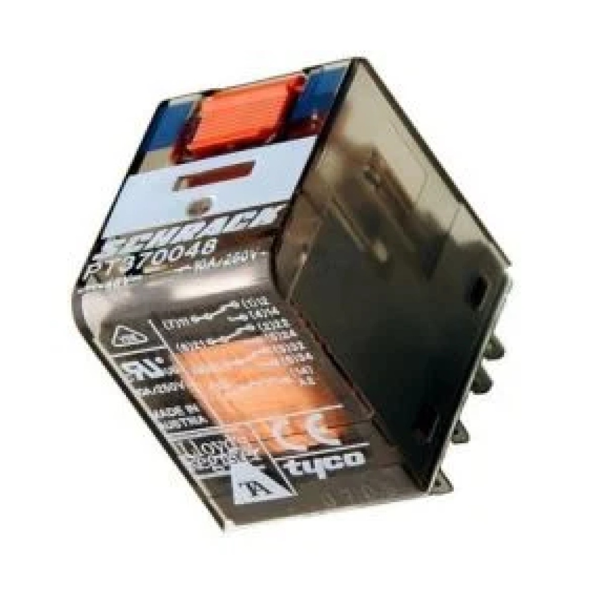 Schrack PT370048 48VDC 3C/O 10A End-Röle Test Butonlu