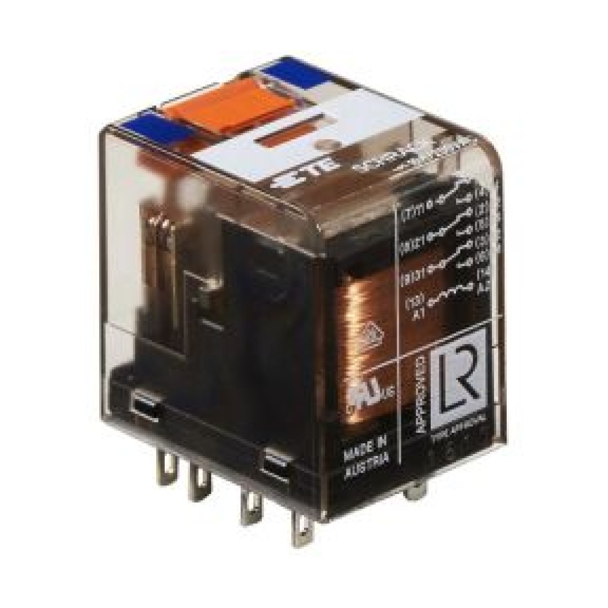 Schrack PT370012 12VDC 3C/O 10A End-Röle Test Butonlu