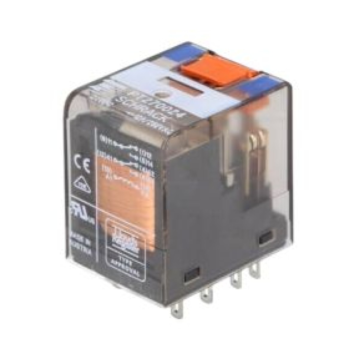 Schrack PT270024 24VDC 2C/O 12A End. Röle Test Butonlu
