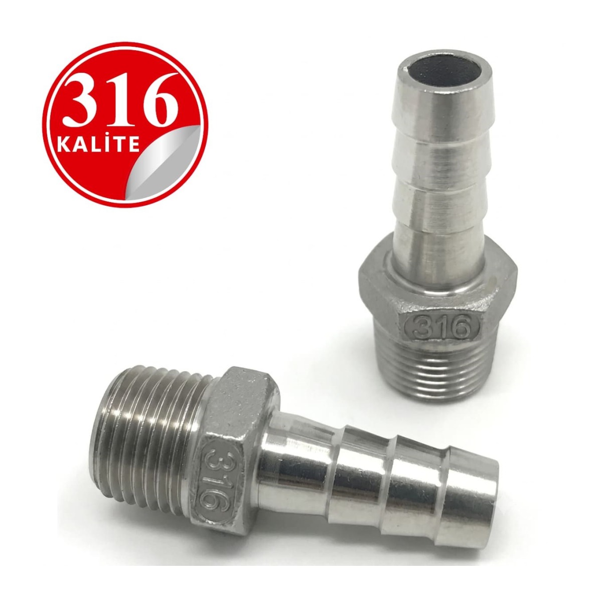 Paslanmaz Çelik 316 Kalite Hortum Uçlu Nipel - 1/2" (DN15)