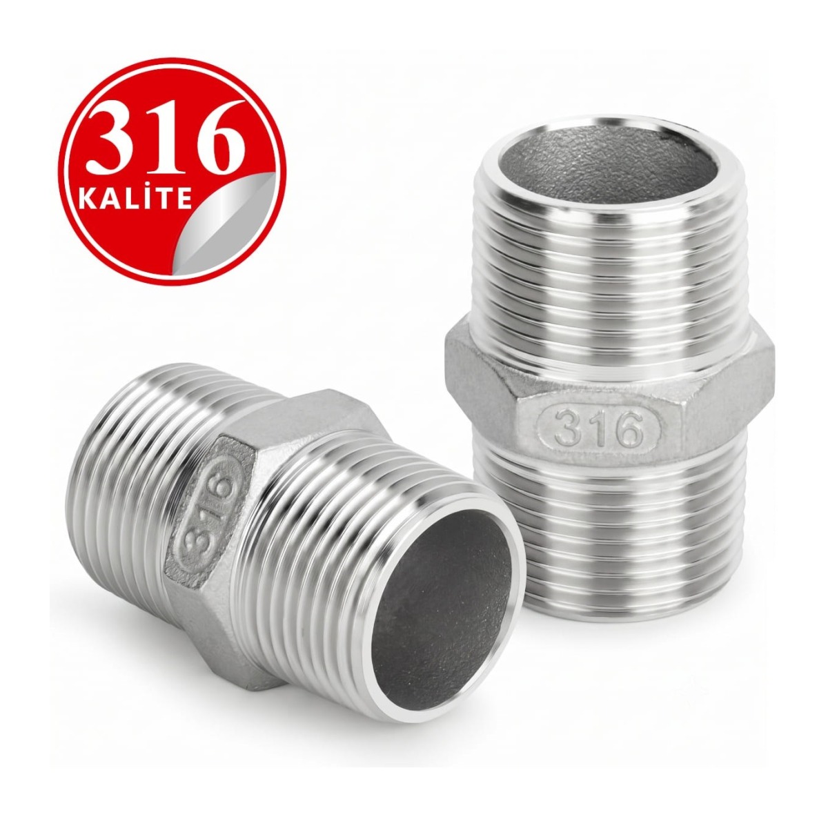 Paslanmaz Çelik 316 Kalite Hex Nipel - 1/4" (DN8)