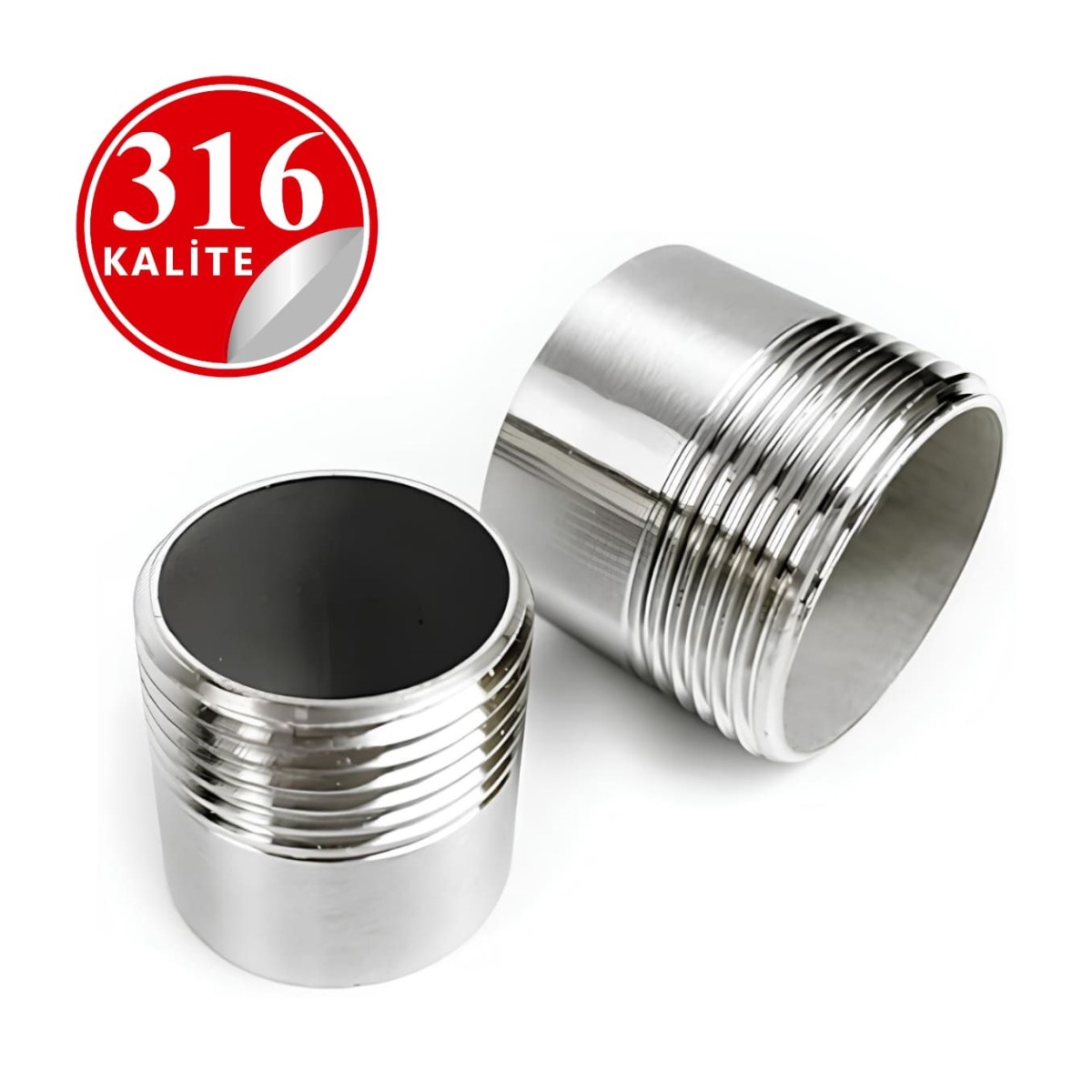 Paslanmaz Çelik 316 Kalite Tek Nipel - 1/2" (DN15)