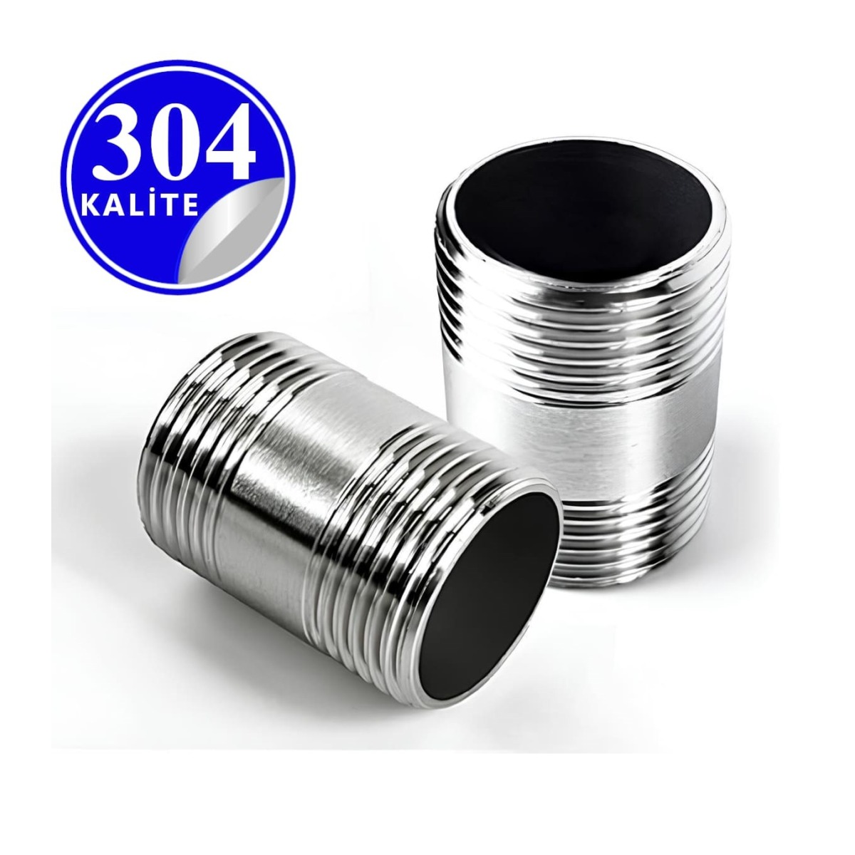 Paslanmaz Çelik 304 Kalite Çift Nipel - 1/4" (DN8)
