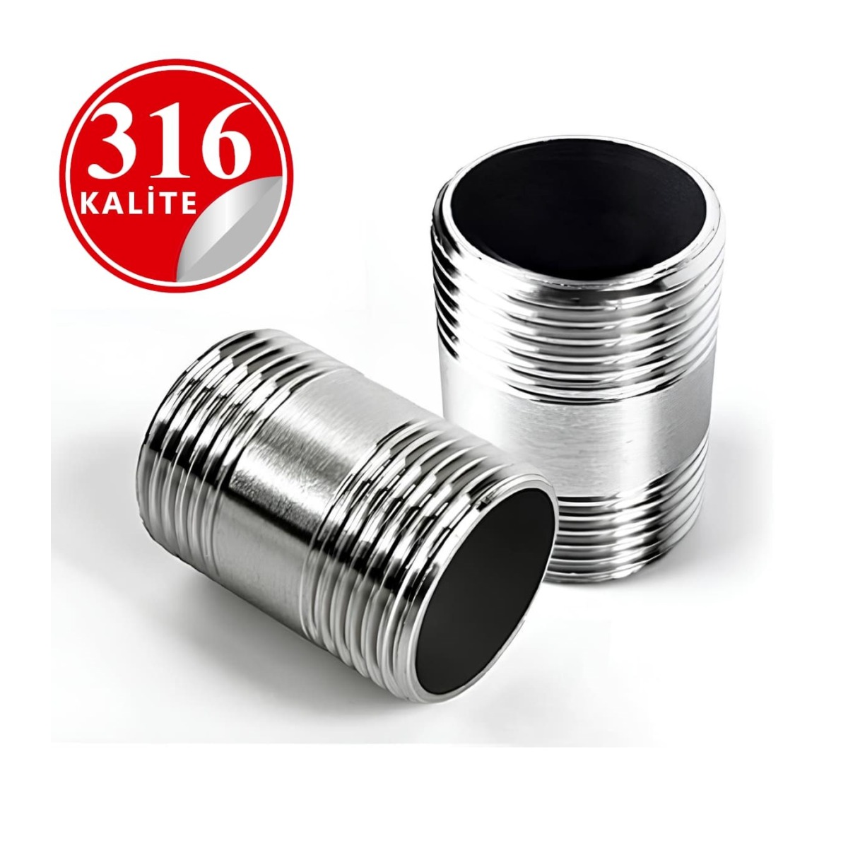 Paslanmaz Çelik 316 Kalite Çift Nipel - 1/4" (DN8)
