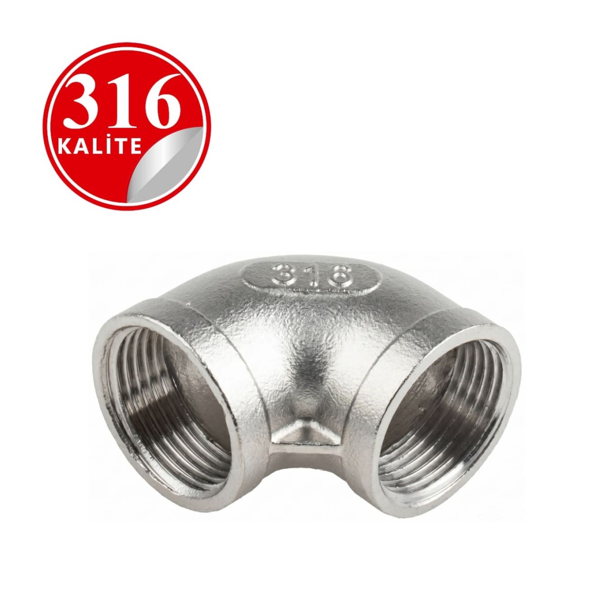 Paslanmaz Çelik 316 Kalite Dişli Dirsek - 3/8" (DN10)