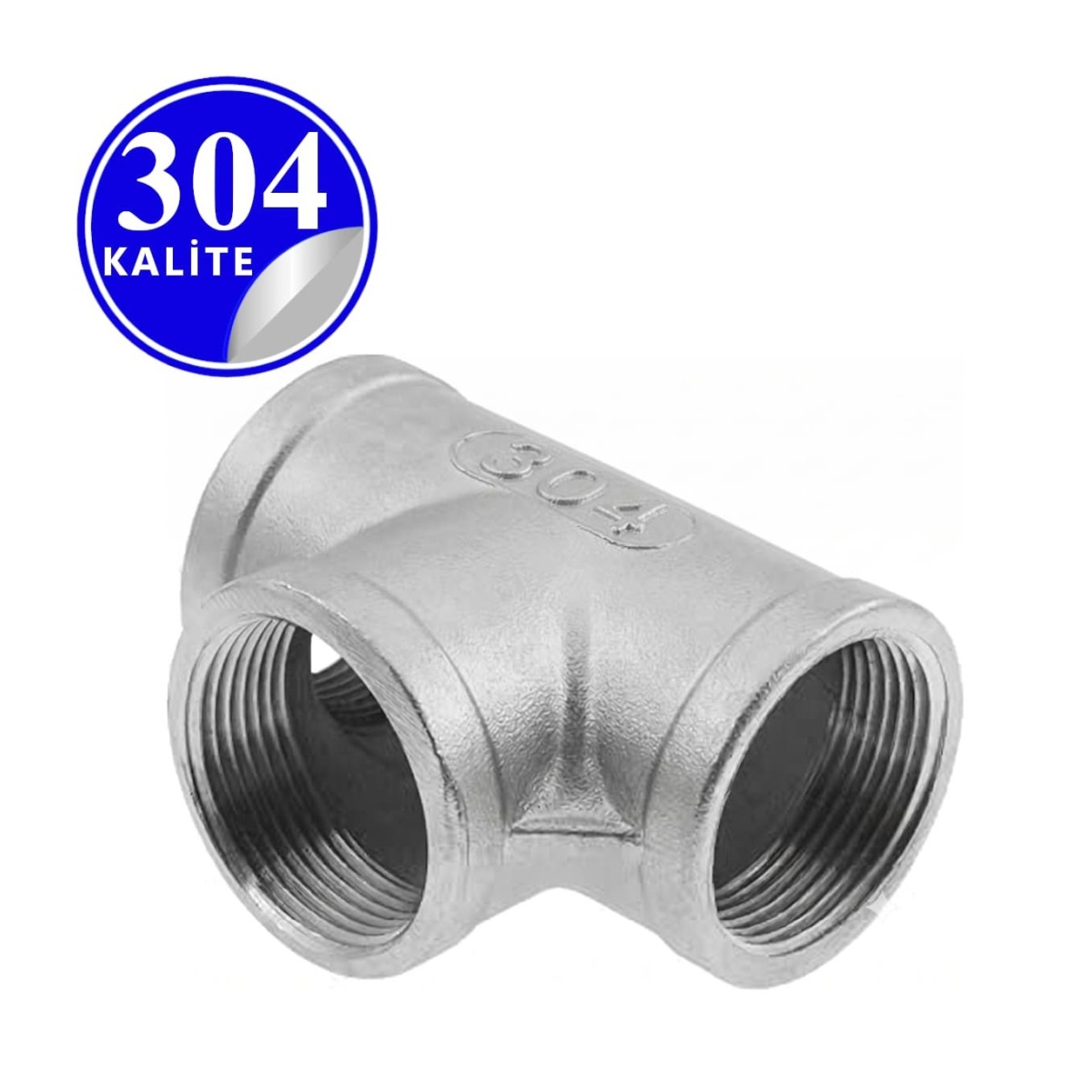 Paslanmaz Çelik 304 Kalite Dişli Tee - 1/4" (DN8)
