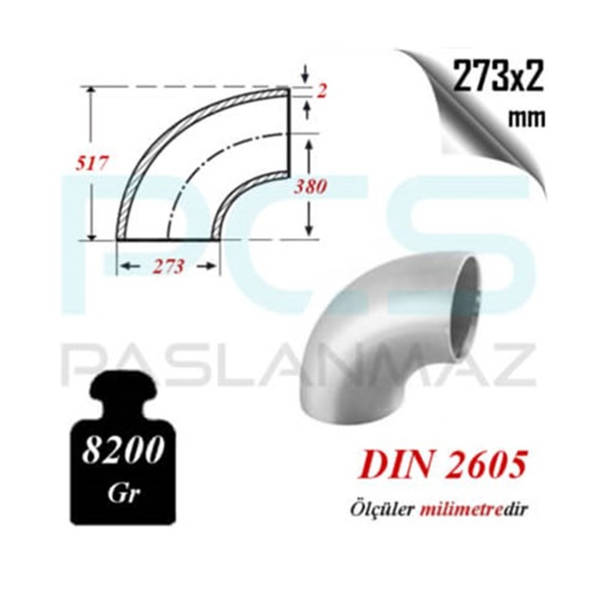 Paslanmaz Çelik 316 Kalite Patent Dirsek