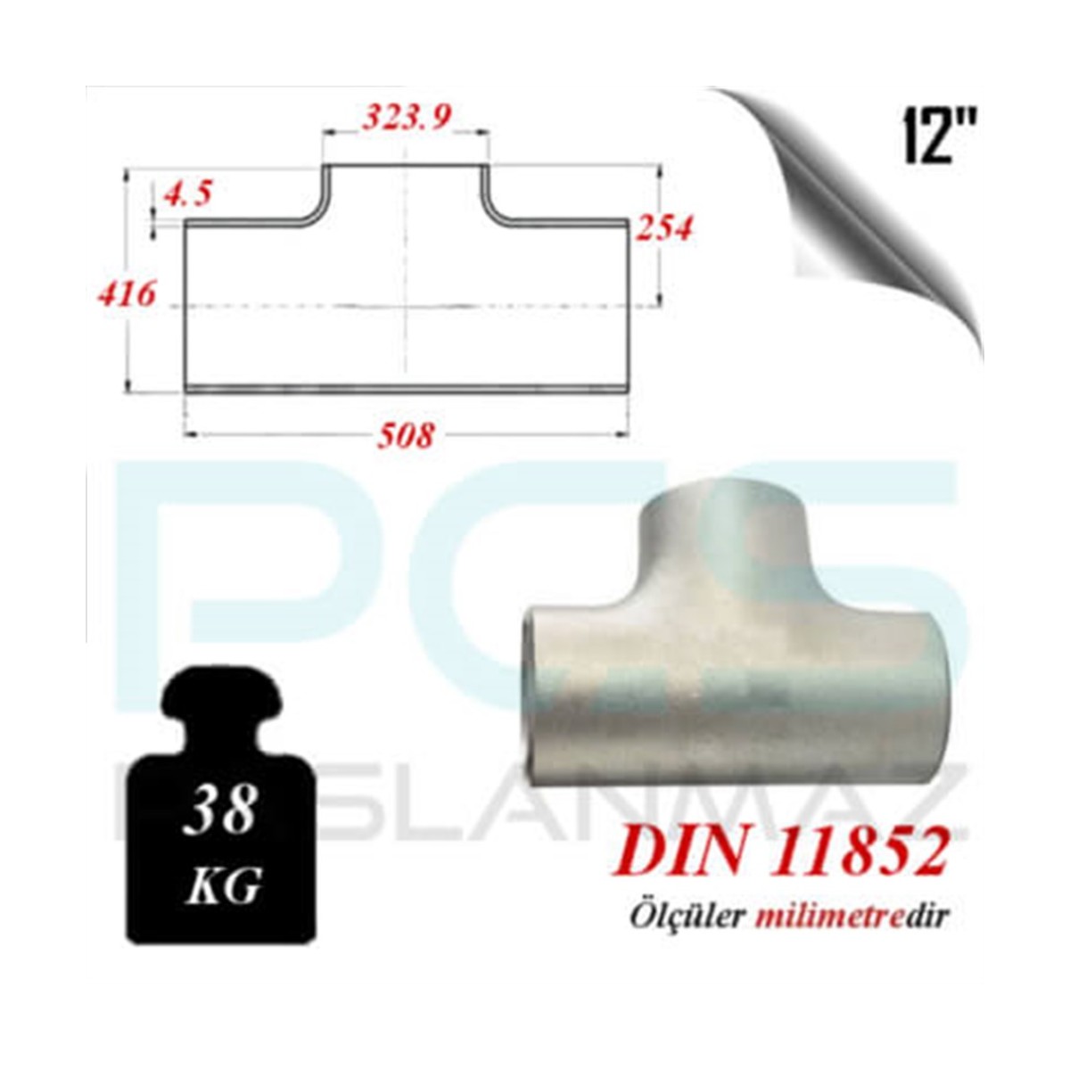 Paslanmaz Çelik 304 Kalite Patent Tee