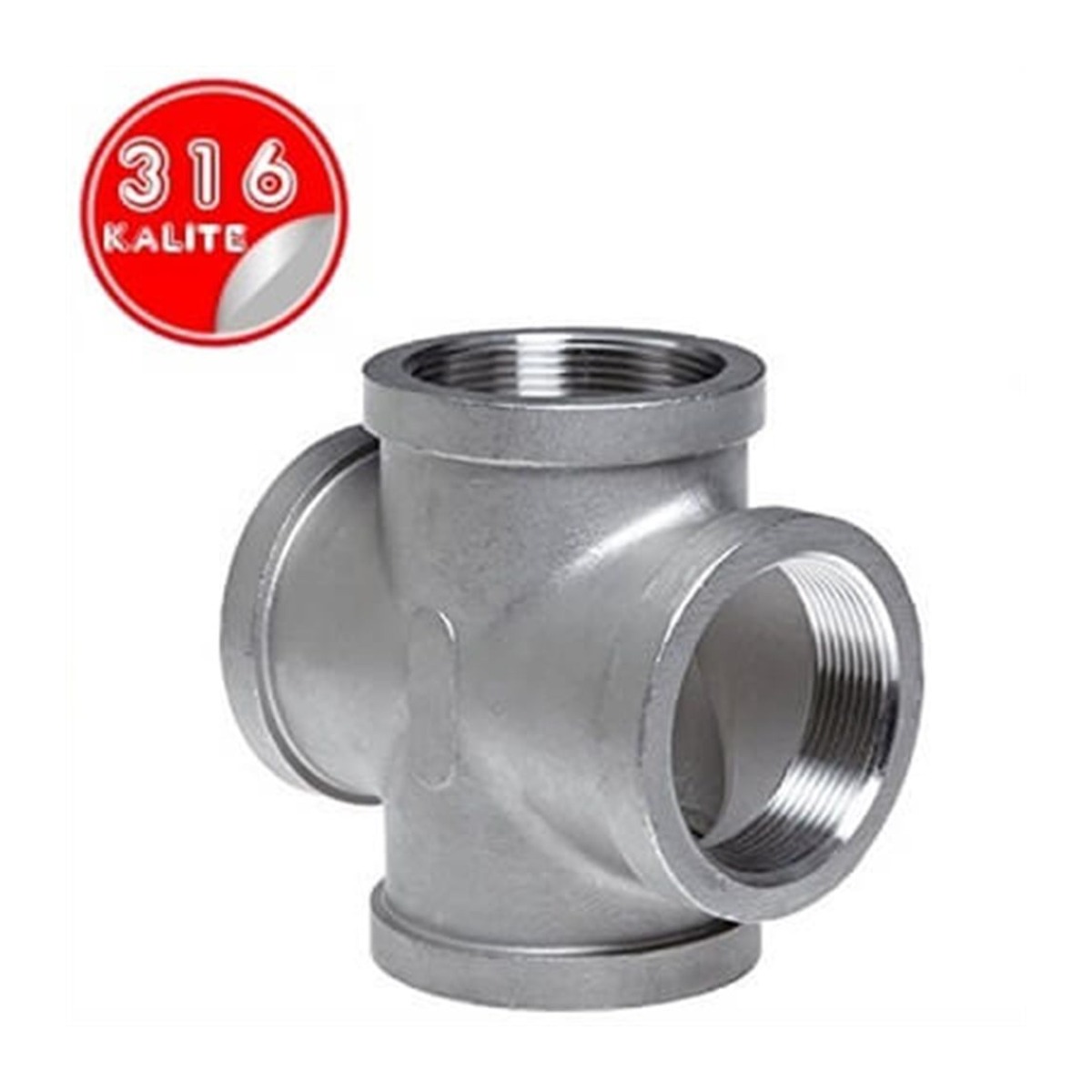 Paslanmaz Çelik 316 Kalite Dişli Kruva Istavroz Tee - 1/4" (DN8)