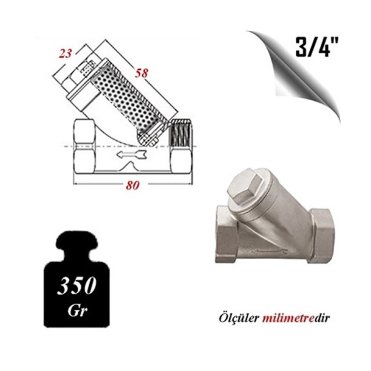 Paslanmaz Çelik AISI 316 Pislik Tutucu