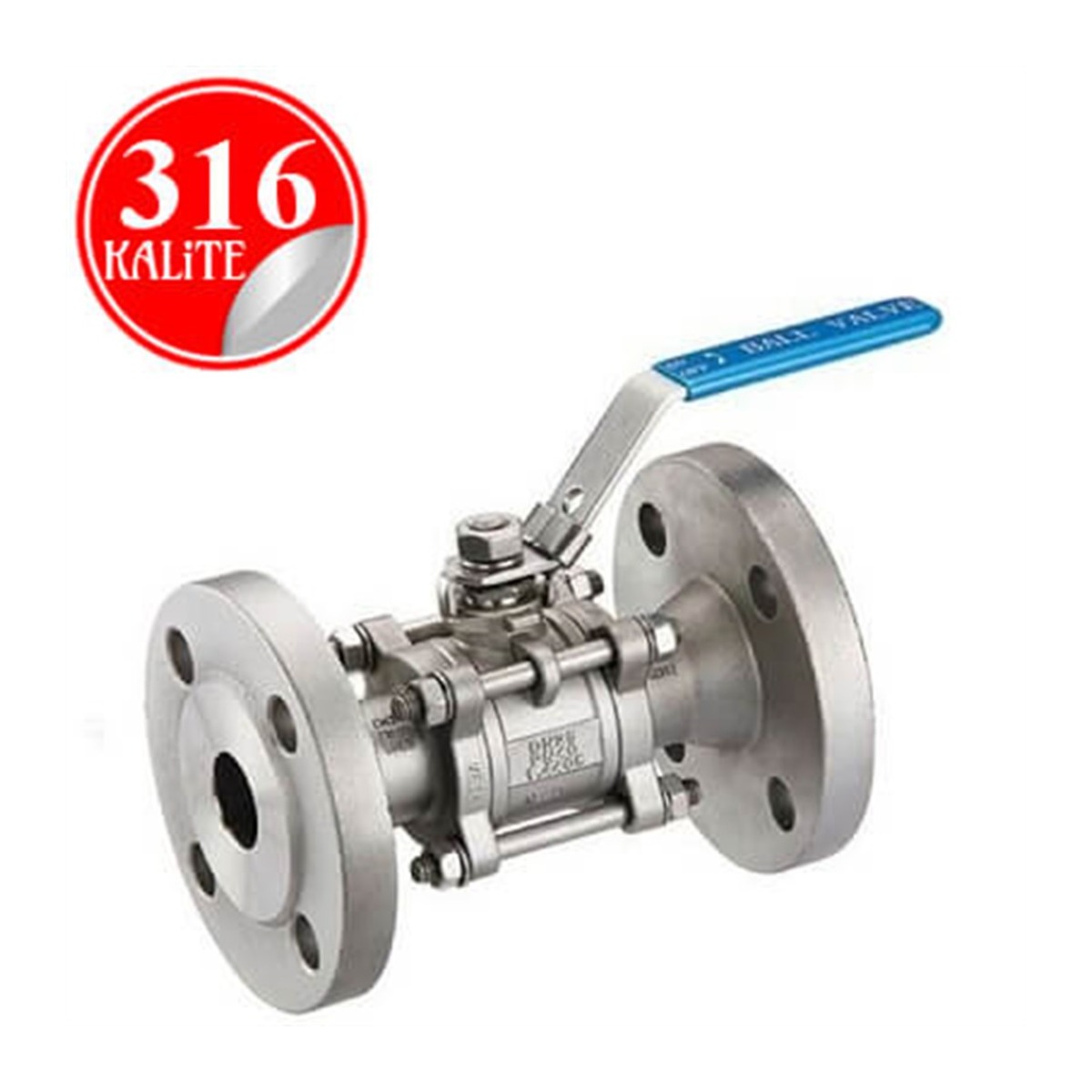 Paslanmaz Çelik 316 Kalite 3 Parçalı Flanşlı Vana - 1/2" (DN15)