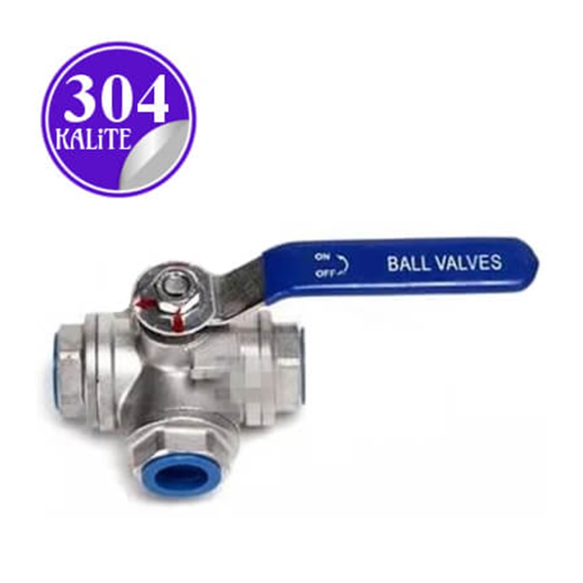 Paslanmaz Çelik 304 Kalite 3 Yollu Küresel Vana - 1" (DN25)