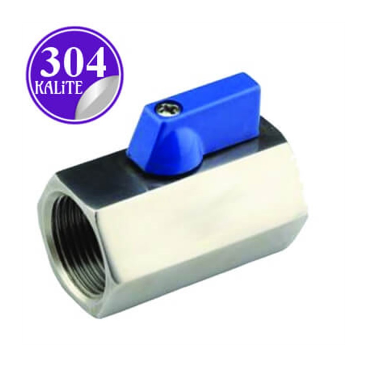 Paslanmaz Çelik 304 Kalite Dişi Mini Vana - 1/2" (DN15)