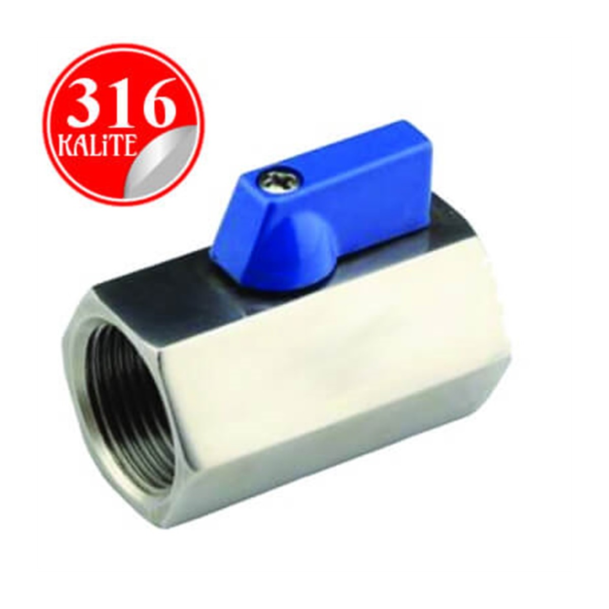 Paslanmaz Çelik 316 Kalite Dişi Mini Vana - 1/2" (DN15)