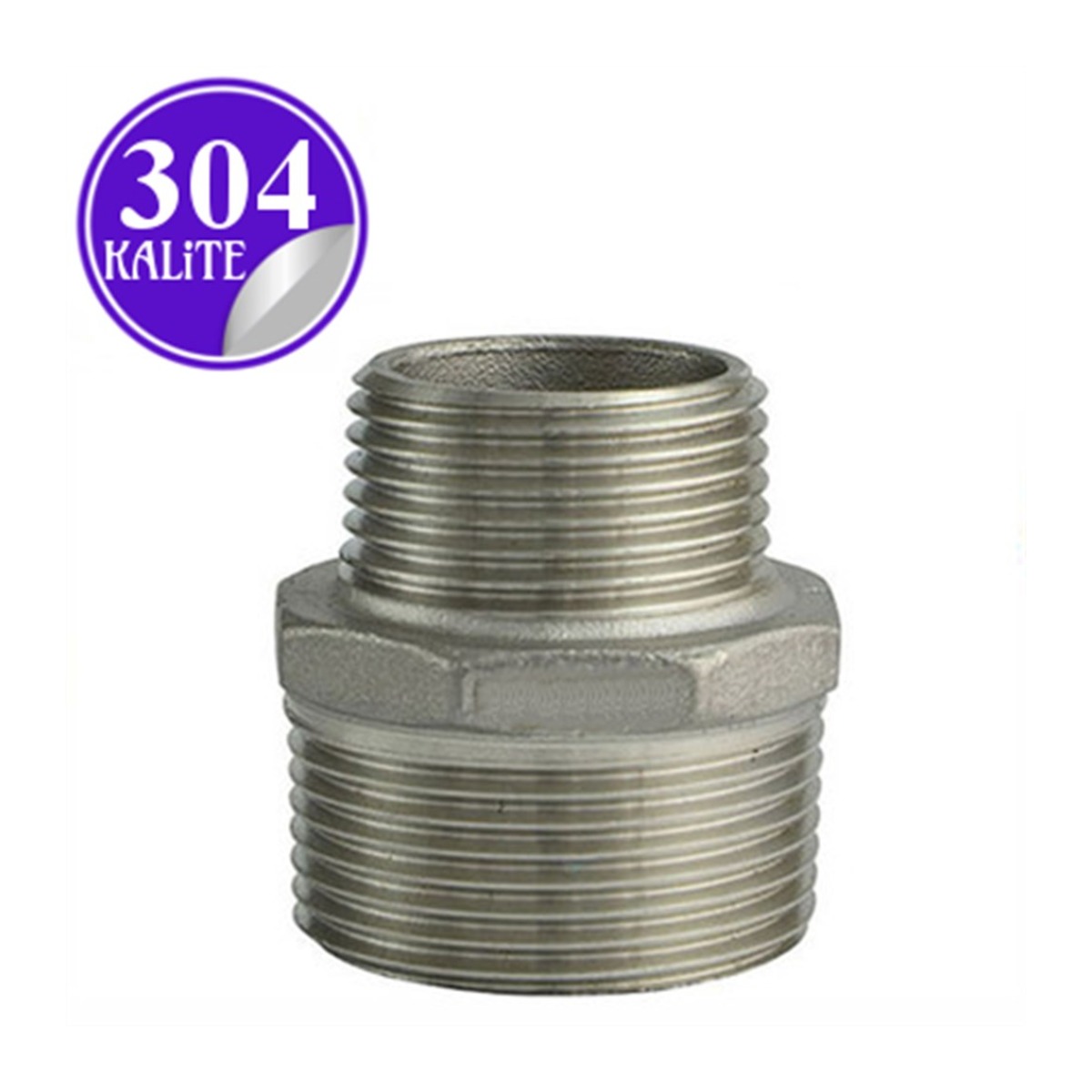 Paslanmaz Çelik 304 Kalite Orantılı Nipel Redüksiyon - 1/2"-1/8" (DN15-DN6)