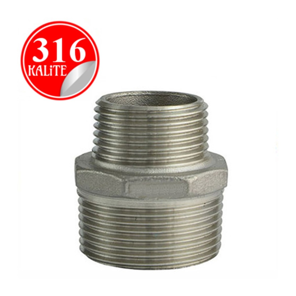 Paslanmaz Çelik 316 Kalite Orantılı Nipel Redüksiyon - 1/2"-1/4" (DN15-DN8)