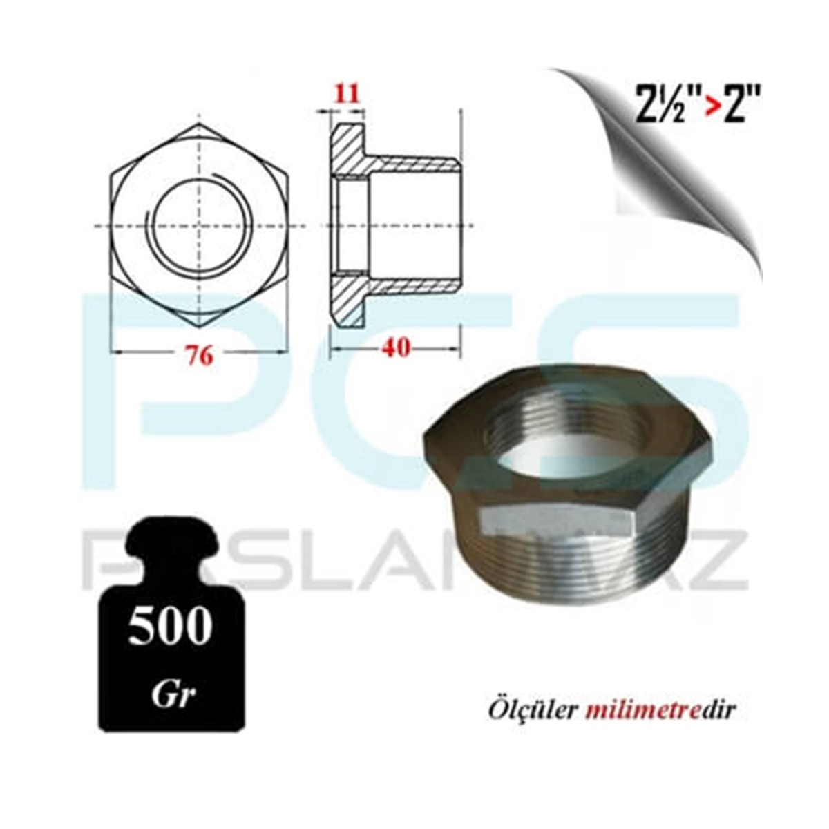 Paslanmaz Çelik 304 Kalite Bushing Redüksiyon
