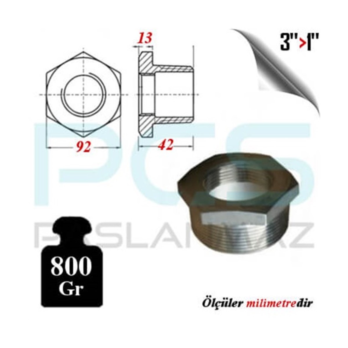Paslanmaz Çelik 316 Kalite Bushing Redüksiyon