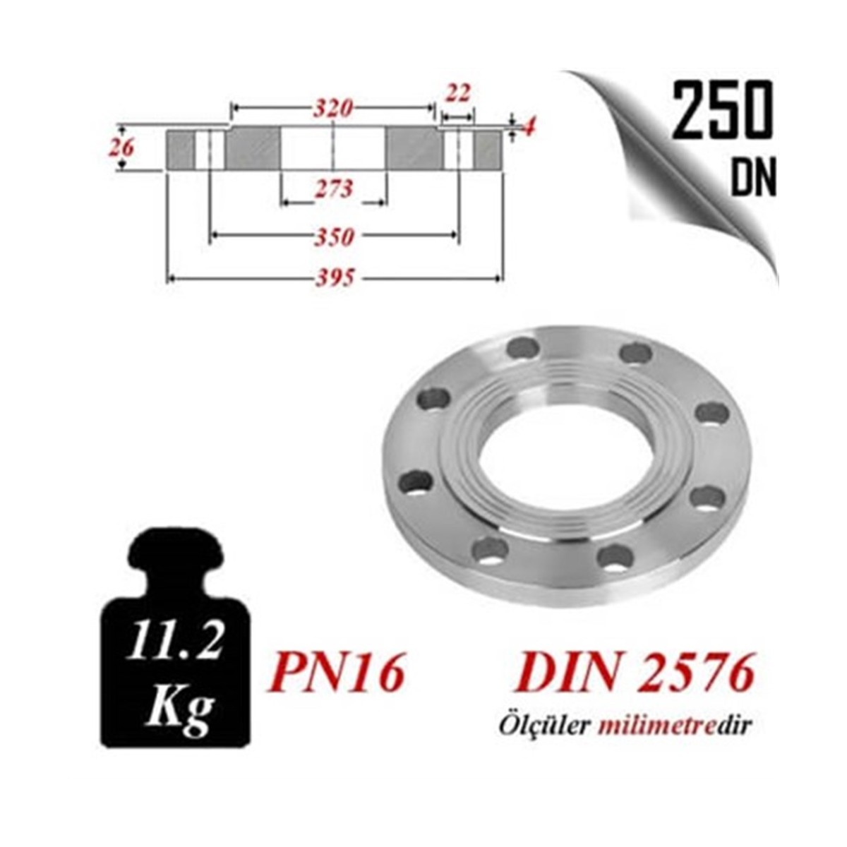 Paslanmaz Çelik 316 Kalite Düz Flanş