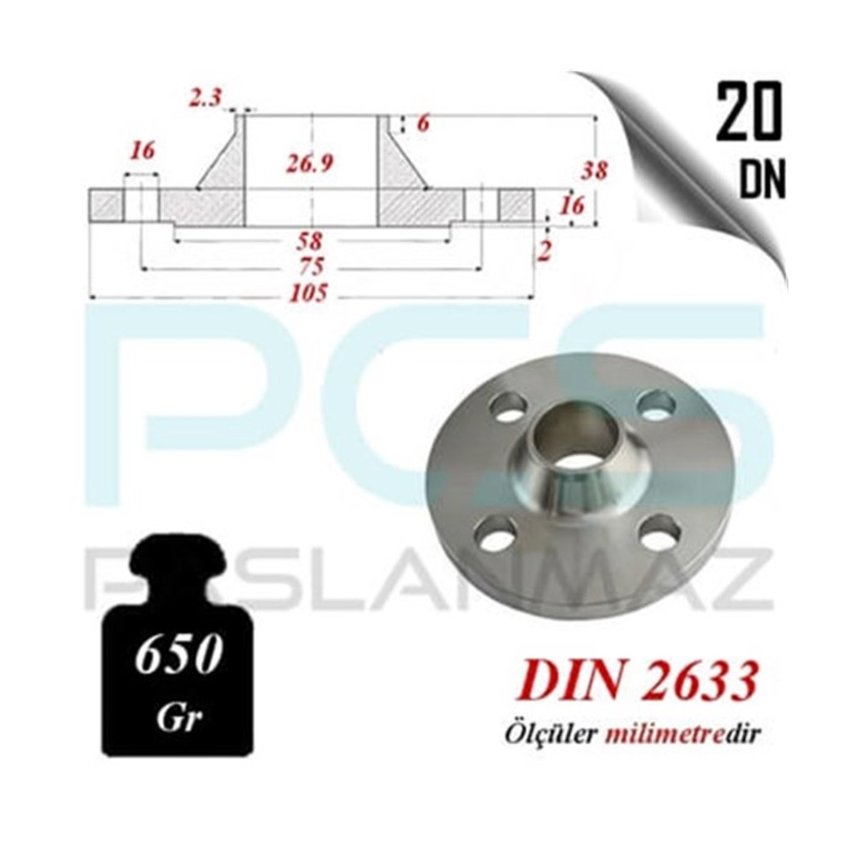 Paslanmaz Çelik 316 Kalite Boyunlu Flanş