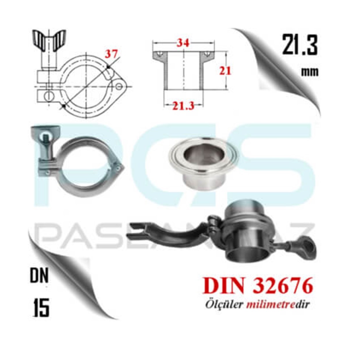 Paslanmaz Çelik 304 Kalite Ferrule Klemp Kelepçe Set